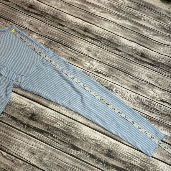 LOFT Women's Stripe Ruffle Soft Tee T Shirt Blouse Top M Med Medium Blue White - Picture 13 of 13